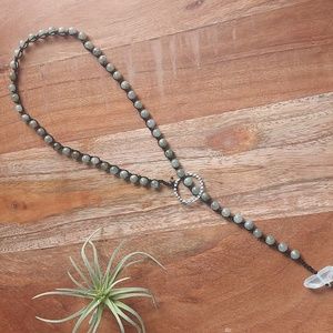 Labradorite and Quartz Crystal Lariat Necklace Handcrafted